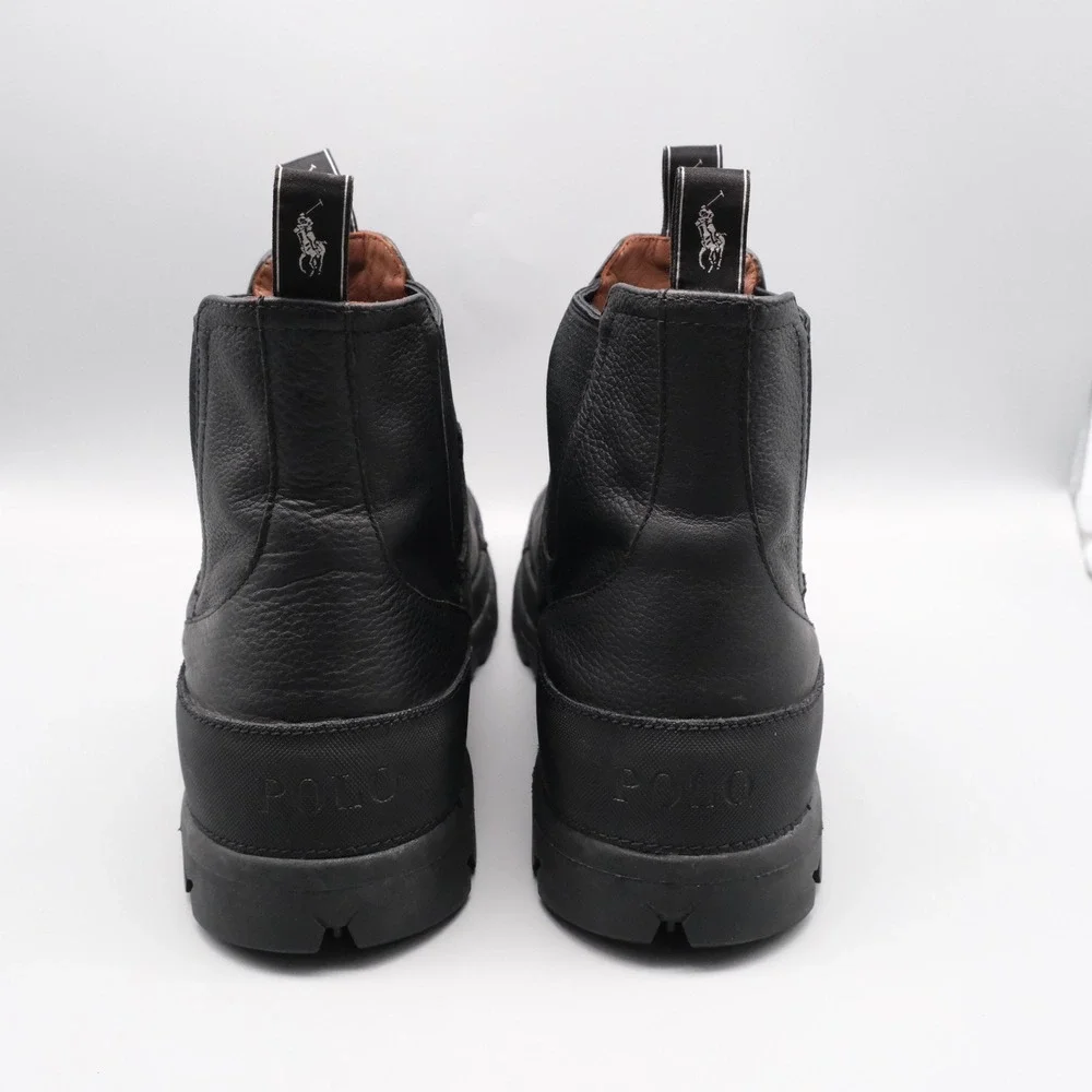 Polo Ralph Lauren Oslo Chelsea Boots Mens Size 11.5D Black Leather Lug Sole